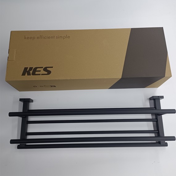 KES Towel Rack with Double Towel Bar 24 Inch Bathroom Hotel Shower Shelf SUS304 Stainless Steel Modern Wall Mounted Holder Matte Black, A2112S60-BK